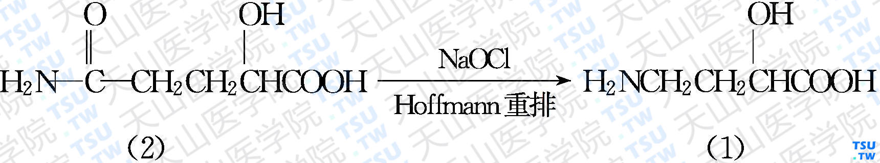 <i>γ</i>-氨基-<i>α</i>-羟基丁酸（分子式：C<sub>4</sub>H<sub>9</sub>NO<sub>3</sub>）的合成方法路线及其结构式