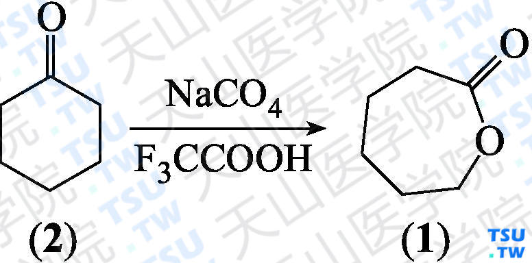 己内酯（分子式：C<sub>6</sub>H<sub>10</sub>O<sub>2</sub>）的合成方法路线及其结构式