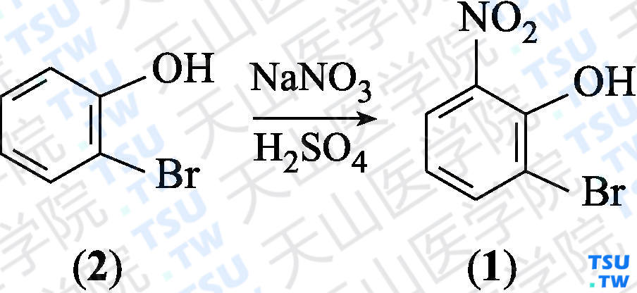 2-溴-6-硝基苯酚（分子式：C<sub>6</sub>H<sub>4</sub>BrNO<sub>3</sub>）的合成方法路线及其结构式