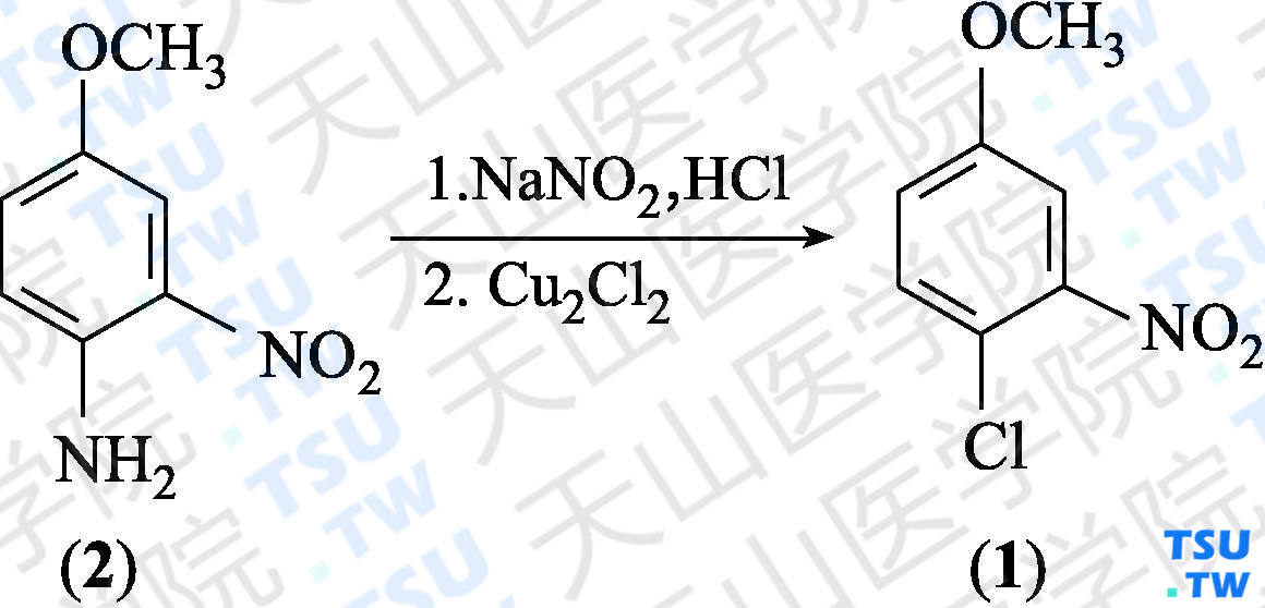 4-氯-3-硝基苯甲醚（分子式：C<sub>7</sub>H<sub>6</sub>ClNO<sub>3</sub>）的合成方法路线及其结构式