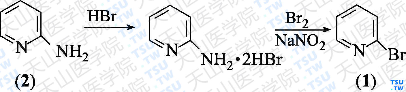 2-溴吡啶（分子式：C<sub>5</sub>H<sub>4</sub>BrN）的合成方法路线及其结构式