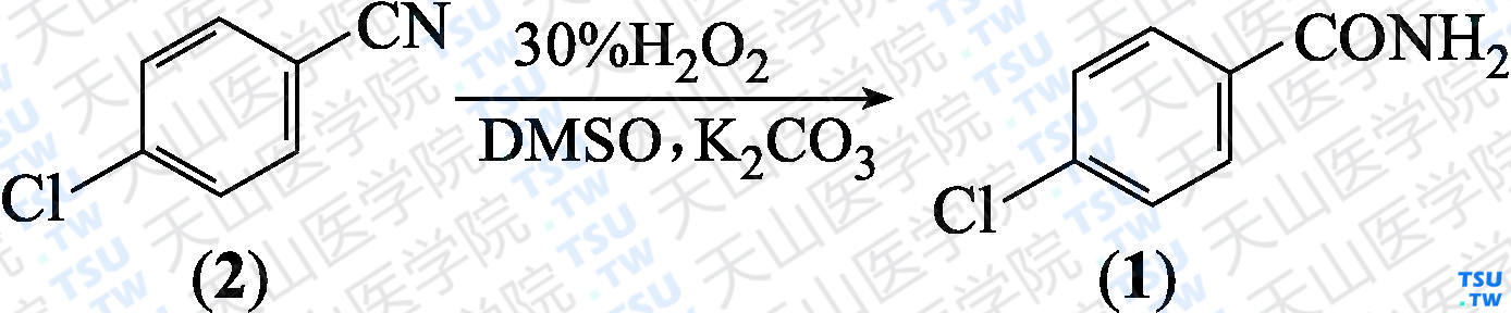 4-氯苯甲酰胺（分子式：C<sub>7</sub>H<sub>6</sub>ClNO）的合成方法路线及其结构式