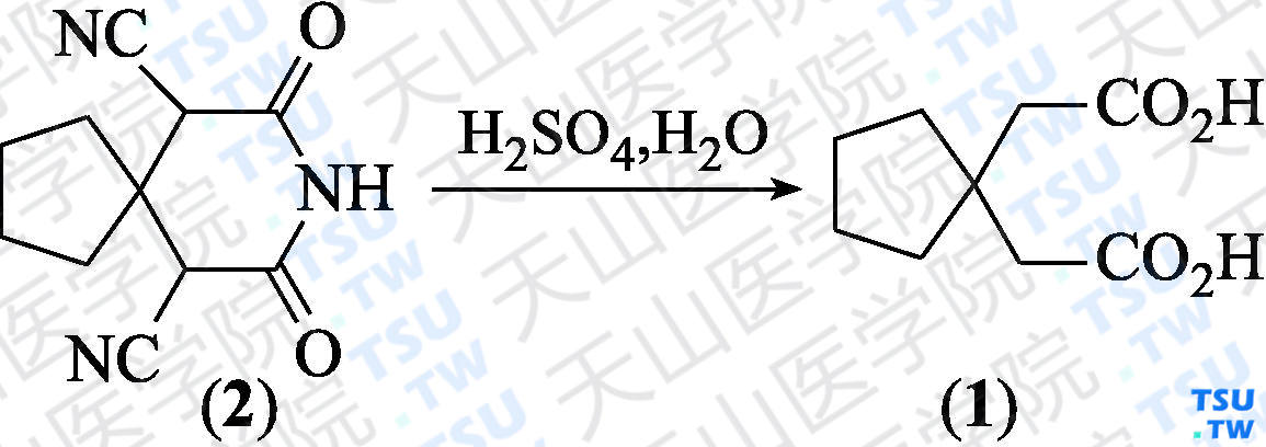 <i>β</i>，<i>β</i>-四亚甲基戊二酸（分子式：C<sub>9</sub>H<sub>14</sub>O<sub>4</sub>）的合成方法路线及其结构式