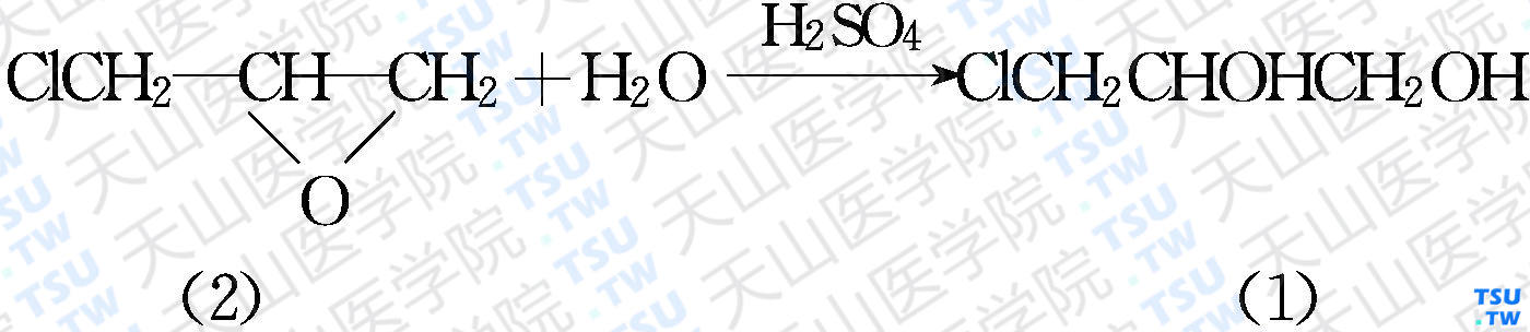 3-氯-1，2-丙二醇（分子式：C<sub>3</sub>H<sub>7</sub>ClO<sub>2</sub>）的合成方法路线及其结构式